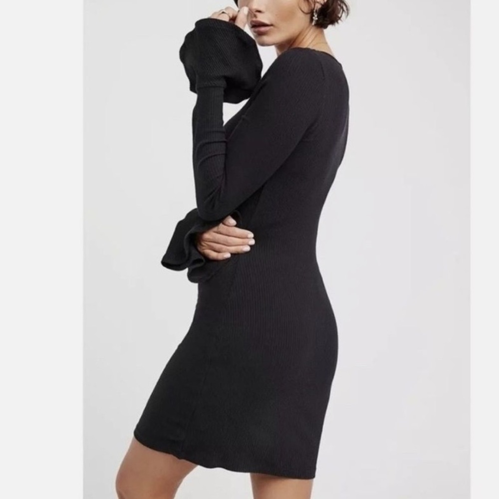 Free People Dress Beach Black Long Sleeve
